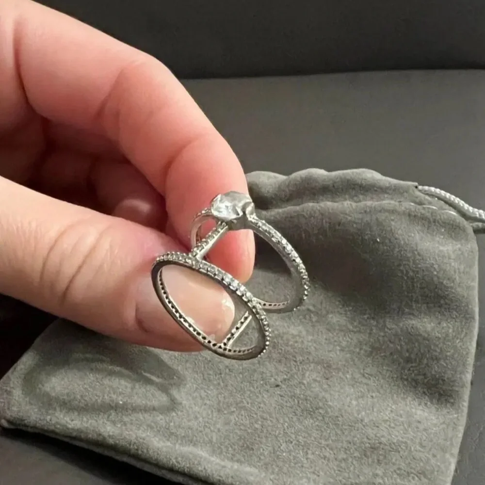 Henri Bendel Luxe Swarovski Crystal Double Cage Silver Ring Size 7